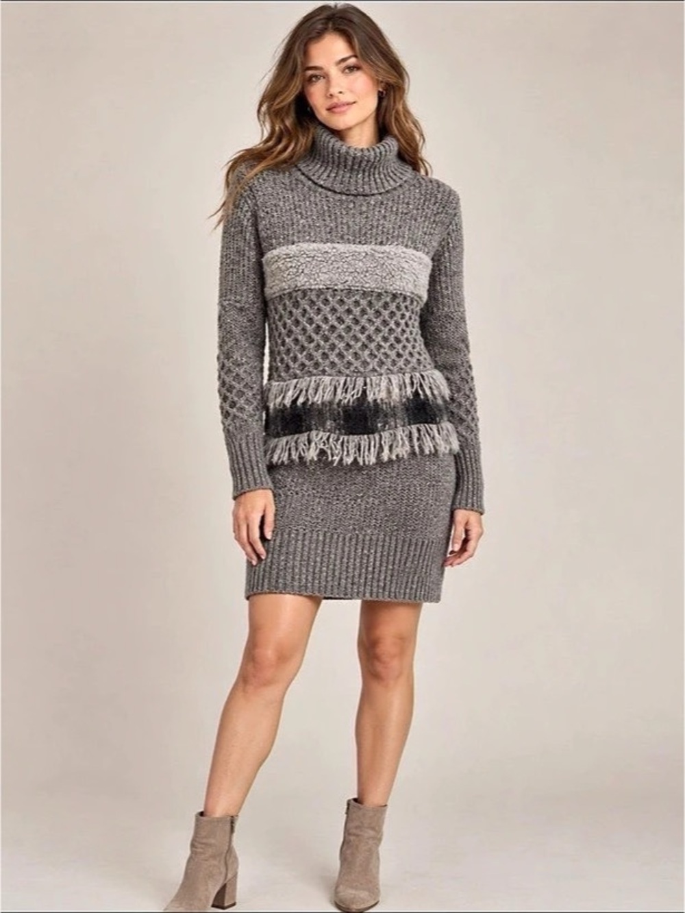 Banana Republic wool-blend turtleneck tunic sweater featuring textured knit,  bo